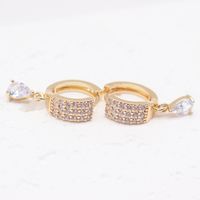 1 Paire Style Simple Brillant Géométrique Placage Incruster Alliage Strass Zircon Plaqué Or Des Boucles D'oreilles sku image 6