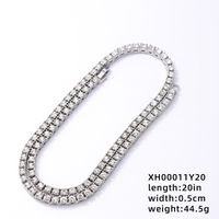 Copper Hip-Hop Inlay Round Zircon Bracelets Necklace sku image 5