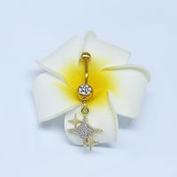 Casual Cute Commute Sunflower Starry Sky Snowflake Stainless Steel Copper Plating Inlay Rhinestones Zircon White Gold Plated Gold Plated Belly Ring main image 8
