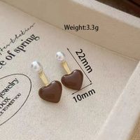 1 Pair Sweet Heart Shape Plating Alloy Gold Plated Drop Earrings main image 2
