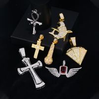 Hip-hop Rock Animal Cross Letter Stainless Steel Alloy Copper Plating Inlay Rhinestones Jewelry Accessories main image 3