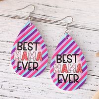 1 Pair Retro Letter Water Droplets Pu Leather Drop Earrings main image 3