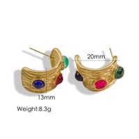 1 Pair Vintage Style Geometric Color Block Plating 304 Stainless Steel Natural Stone Pearl 14K Gold Plated Ear Studs main image 2