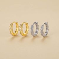 1 Pair Vintage Style Printing Geometric Plating Inlay Sterling Silver Zircon Gold Plated Hoop Earrings main image 1