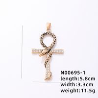 Hip-hop Rock Animal Cross Letter Stainless Steel Alloy Copper Plating Inlay Rhinestones Jewelry Accessories sku image 24