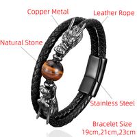 Retro Punk Streetwear Dragon Stainless Steel Stone Men's Bracelets main image 8