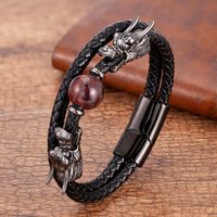 Retro Punk Strassenmode Drachen Rostfreier Stahl Stein Männer Armbänder main image 9