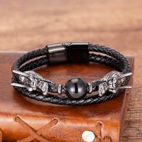 Retro Punk Streetwear Dragon Stainless Steel Stone Men's Bracelets sku image 17