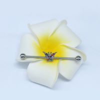 1 Piece Tropical Butterfly Plating Inlay Stainless Steel Copper Rhinestones Glass White Gold Plated Ear Studs main image 4