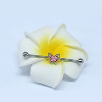 1 Piece Tropical Butterfly Plating Inlay Stainless Steel Copper Rhinestones Glass White Gold Plated Ear Studs main image 5