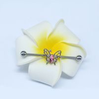 1 Piece Tropical Butterfly Plating Inlay Stainless Steel Copper Rhinestones Glass White Gold Plated Ear Studs main image 6