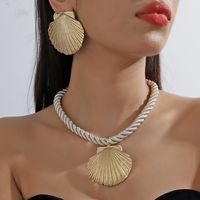 Elegant Luxurious Shell Alloy Plating Gold Plated Women's Jewelry Set main image 4