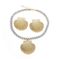 Elegant Luxurious Shell Alloy Plating Gold Plated Women's Jewelry Set main image 10