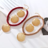 Elegant Luxurious Shell Alloy Plating Gold Plated Women's Jewelry Set main image 5