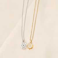 Vintage Style Heart Shape Windmill Stainless Steel Copper 18k Gold Plated Zircon Pendant Necklace In Bulk main image 8