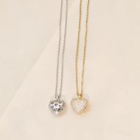 Vintage Style Heart Shape Windmill Stainless Steel Copper 18k Gold Plated Zircon Pendant Necklace In Bulk main image 7