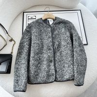 Women's Sports Solid Color Single Breasted Coat Fleece Jacket sku image 12