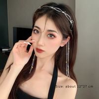 Simple Style Shiny Tassel Solid Color Alloy Criss Cross Inlay Artificial Pearls Rhinestones Hair Band sku image 2