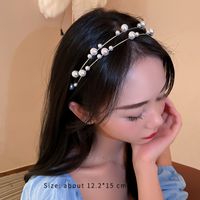 Simple Style Shiny Tassel Solid Color Alloy Criss Cross Inlay Artificial Pearls Rhinestones Hair Band sku image 1