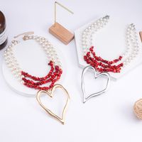 Elegant Herzform Imitationsperle Perlen Vergoldet Versilbert Frau Halskette Mit Anhänger main image 10