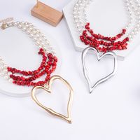 Elegant Heart Shape Imitation Pearl Beaded Gold Plated Silver Plated Women's Pendant Necklace main image 3