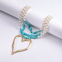 Elegant Herzform Imitationsperle Perlen Vergoldet Versilbert Frau Halskette Mit Anhänger main image 8