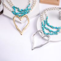 Elegant Heart Shape Imitation Pearl Beaded Gold Plated Silver Plated Women's Pendant Necklace main image 4
