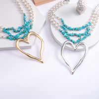 Elegant Herzform Imitationsperle Perlen Vergoldet Versilbert Frau Halskette Mit Anhänger main image 5