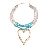 Elegant Heart Shape Imitation Pearl Beaded Gold Plated Silver Plated Women's Pendant Necklace sku image 1