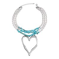 Elegant Heart Shape Imitation Pearl Beaded Gold Plated Silver Plated Women's Pendant Necklace sku image 2