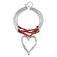 Elegant Heart Shape Imitation Pearl Beaded Gold Plated Silver Plated Women's Pendant Necklace sku image 3
