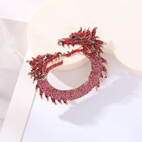 Rétro Style Vintage Dragon Alliage Placage Incruster Strass Femmes Broches 1 Pièce main image 5