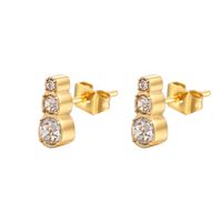 1 Pair Elegant Sweet Simple Style Gourd Plating Inlay 304 Stainless Steel Zircon 18K Gold Plated Ear Studs main image 2
