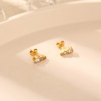 1 Pair Elegant Sweet Simple Style Gourd Plating Inlay 304 Stainless Steel Zircon 18K Gold Plated Ear Studs main image 3