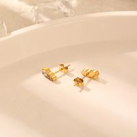1 Pair Elegant Sweet Simple Style Gourd Plating Inlay 304 Stainless Steel Zircon 18K Gold Plated Ear Studs main image 4