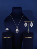 Elegant Glam Lady Geometric Copper White Gold Plated Zircon Rings Earrings Necklace In Bulk main image 4