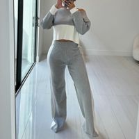 Daily Street Women's Simple Style Color Block Cotton Blend Polyester Contrast Collar Pants Sets Pants Sets main image 2
