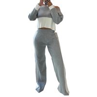 Täglich Straße Frau Einfacher Stil Farbblock Baumwollmischung Polyester Kontrastkragen Hosen-sets Hosen-sets main image 5