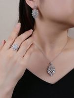 Elegant Glam Lady Geometric Copper White Gold Plated Zircon Rings Earrings Necklace In Bulk main image 3