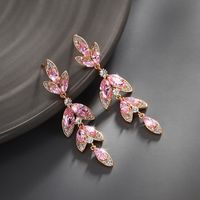 1 Pair Elegant Xuping Sweet Flower Plating Inlay Alloy Artificial Gemstones 18k Gold Plated Drop Earrings main image 7