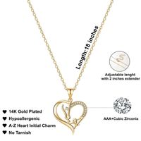 Elegant Cute Letter Heart Shape Horse Copper 14k Gold Plated Zircon Pendant Necklace In Bulk main image 3