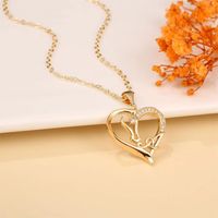 Elegant Cute Letter Heart Shape Horse Copper 14k Gold Plated Zircon Pendant Necklace In Bulk main image 4