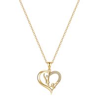 Elegant Cute Letter Heart Shape Horse Copper 14k Gold Plated Zircon Pendant Necklace In Bulk sku image 1
