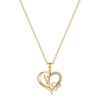 Elegant Cute Letter Heart Shape Horse Copper 14k Gold Plated Zircon Pendant Necklace In Bulk sku image 2