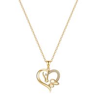 Elegant Cute Letter Heart Shape Horse Copper 14k Gold Plated Zircon Pendant Necklace In Bulk sku image 3