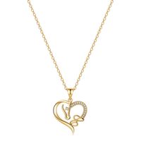 Elegant Cute Letter Heart Shape Horse Copper 14k Gold Plated Zircon Pendant Necklace In Bulk sku image 5