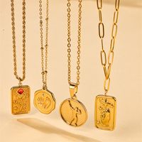 Ig Style French Style Flower Stainless Steel Plating 18k Gold Plated Pendant Necklace main image 1