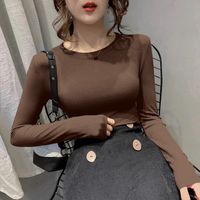 Women's T-shirt Long Sleeve T-shirts Casual Solid Color main image 1