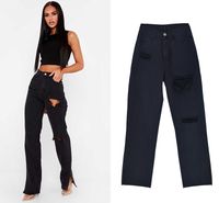 Femmes Du Quotidien Vêtement De Rue Couleur Unie Toute La Longueur Jeans Pantalon Droit main image 1