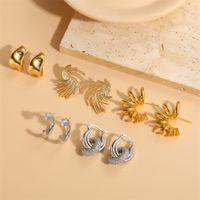 1 Pair Simple Style Classic Style Fireworks Plating Inlay 304 Stainless Steel Copper Zircon Ear Studs main image 4